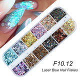 3D Fluorescent Nail Glitter Flakes Set Holographic Powder Sequins Paillette Manicure Nail Art Pigment Decoration Tools GLSP