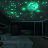 Xpokp Luminous 3D Stars Dots Wall Sticker For Kids Room Bedroom Home Decoration Glow In The Dark Moon Decal Fluorescent DIY Stickers