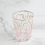 Creative Gold Sakura Cup Crystal Water Glass Transparent Drinking Glass Household Cup Fashion Set