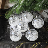 Xpoko 6Pcs White Snow Christmas Balls Pendants Christmas Tree Decoration Clear Baubles Hanging Ornaments Indoor Outdoor Xmas Navidad