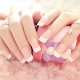 24 Pcs/Set French Long False Nails With Glue Wedding Bride Party Ladies Fake Full Nail Tips Mixed Size SANA889