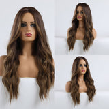 Long Wavy Ombre Blonde White Synthetic Wigs for Women Cosplay Daily Party Middle Part Hair Wigs High Temperature Fiber