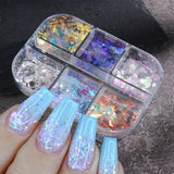 6/12 Grids 3D Irregular Fragments Shell Nail Flakes Holographic Mica Slice Sequin for Manicure Winter Decoration Paillette GLYMA