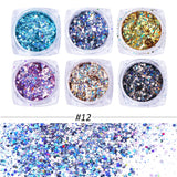 6pcs Rose Gold Nail Glitter Holographic Dip Powder Set Nail Art  Polishing Chrome Pigments Mirror Nail Polish Dust GL1539-NEW