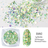 Sparkly Mirror Butterfly Sequin Nail Flakes Holographic Glitter Heart Star Aurora 3D Nail Paillette Decoration Design GLHB01-04