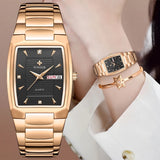 Rose Gold Women Watches Top Brand Luxury Fashion Square Ladies Dress Waterproof Quartz Wristwatch Female Relogio Feminino