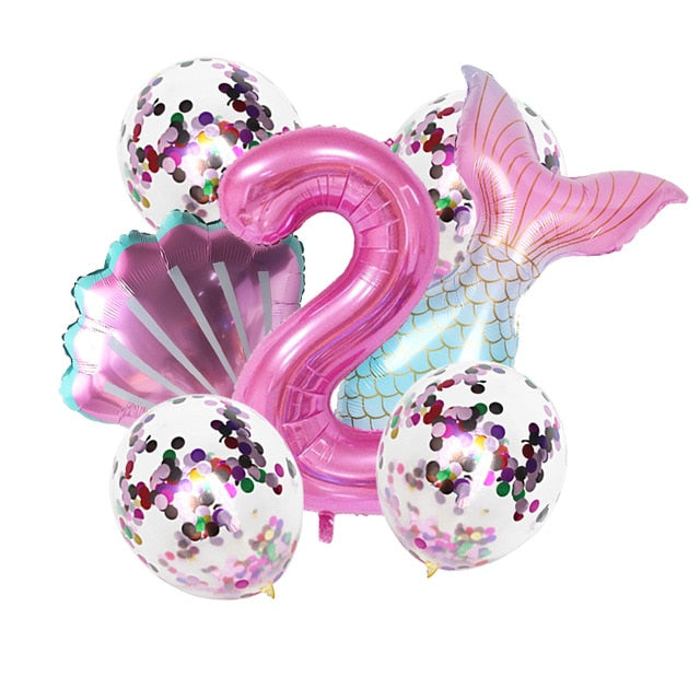 Xpoko Mermaid Birthday Party Balloon Decoration Number Balloon Decor 1 2 3 4 5 6 7 8 9 Years Kids Birthday Party Supplies Balloon