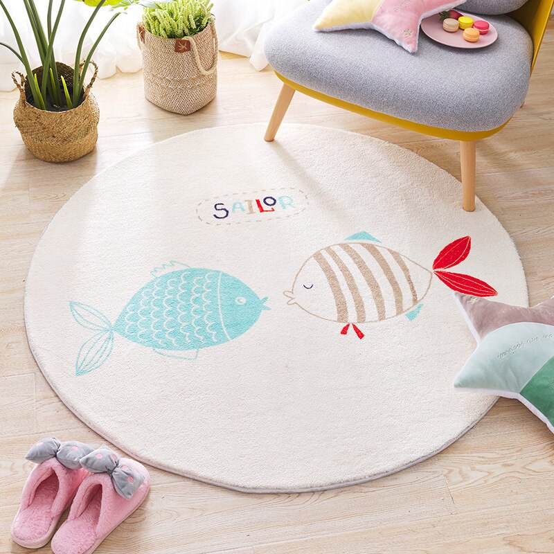 Bubble Kiss Round Carpets For Living Room Thicker Lambs Wool Floor Mat Fluffy Soft Cartoon Kid Room Rugs Decoration Modern Mat