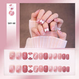 Bow Short Level False Nails Adhesive 3D Beautiful Stick-on Nails Artificial Square Jump Color Fake Nails with Design Z350