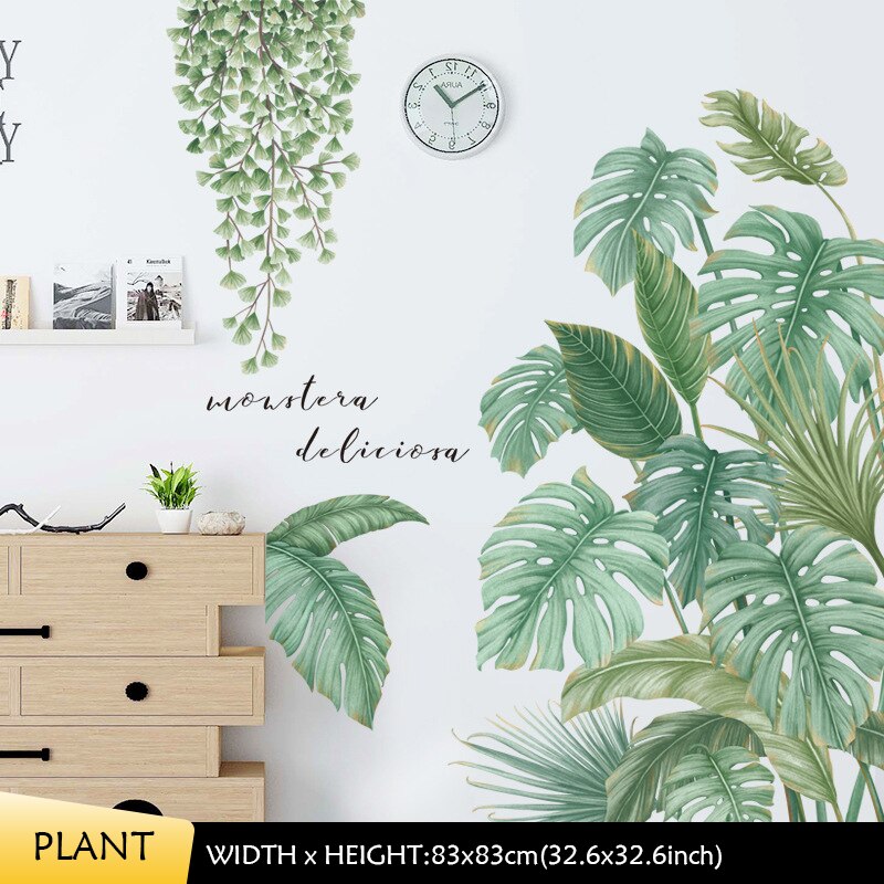 Nordic Style Tropical Plant Leaf Wall Stickers for Bedroom Living room Wall Decor Kitchen Room Decoration Wall Decals Home Decor