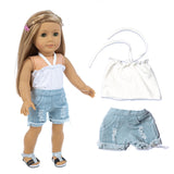 2020 New Fit 18 inch Baby New Born Doll Clothes Accessories White Powder Plaid 3 Piece Suit for American og Girl Dolls