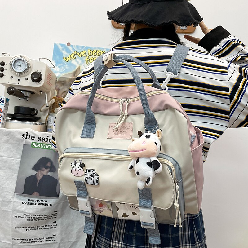 Fashion Waterproof Women Backpack Kawaii Small Rucksack Schoolbag for Teenager Girl Mini Bag Nylon Cute Travel Mochila