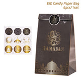 6pcs Eid Mubarak Candy Box Favor Ramadan Gift Bag with Stickers Islamic Muslim Festival Happy al-Fitr Eid Event Party Supplies