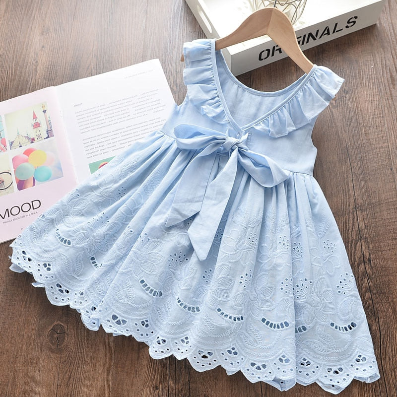 Xpoko Girl Dress 2023 New Summer Cotton Children Clothing Sleeveless Toddler Princess Kids Dresses for Girls Clothes Embroidery Dress