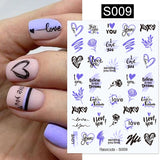 3D Nail Stickers Decals Ink Watermark Spring Summer Black Lines Flower Leaf Tree For Manicures Nail Art Decoration