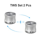 A109 TWS Bluetooth Speaker Metal Portable Music Speakers With AUX-IN, Micro SD, Microphone, Hands-Free For Home Sound Box