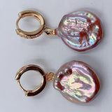 16x19mm Multi-color Baroque Pearl Earrings 18K Ear Drop Hook Real Jewelry Aurora Accessories Dangle Classic Mesmerizing Earbob