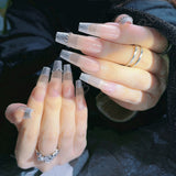 Girls design fake Nails French lovely long adhesive Nails aesthetic false Nails Press on Nails