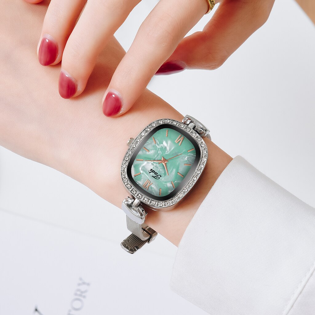 Xpoko  2022 Fashion Watch For Women Silver Mesh Strap Diamond Dial Clock Ladise Wristwatch Female Gift Women Watches Relogio Mujer