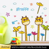 Cartoon Animal Wall Stickers наклейки for Children's Room Decoration Background Giraffe Elephant Self-adhesive Decals Home Decor