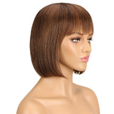 Short Colored Straight Bob Human Hair Wig With Bangs For Black Women Natural Glueless Brazilian Remy Blonde 613 Wavy Wigs