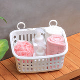 Xpoko Plastic Wall Hanging Shower Basket With Hook Makeup Organizer for Bathroom Toilet Storage Holder Kitchen Holder Drainer Bucket