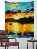 Sunset Oil Painting Wall Hanging Tapestry Traveling Camping Sunrise Painting Pattern Boho Tapestry Yoga Pad Sleeping Tapestry