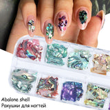 Abalone Shell For Nails Shimmer Nail Art Glitter Natural Sea Shell Slices Pearl Powder Flakes Sequins Manicure Accessories GLBY