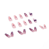 24PCS Love Heart False Nail Patch Sweet Style Women Removable MId Length Full Cover Manicure Tool False Nail Patch with Glue