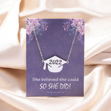 Class of 2022 Graduate Necklace Jewelry Gold Silver Color Stainless Steel Graduation Hat Pendant Necklaces With Card Gifts