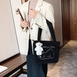 Casual Sheep Pattern Large Capacity Tote Fashion Bear Pendant Top-Handle Bags Portable Soft Plush Sheep Women's Shoulder Handbag