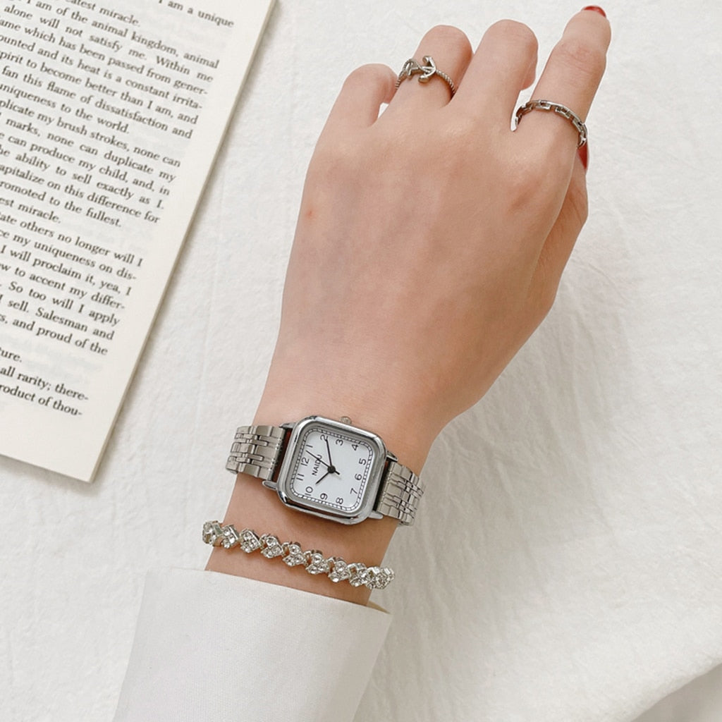 Xpoko Simple Silver Women Watches Top Brand Stainless Steel Ladies Wristwatches Fashion Minimalist Female Quartz Clock Reloj Mujer
