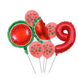 7pcs/lot Fruit Watermelon Summer Party Balloons Birthday Decoration 30inch Number Balloon Kids Baby Shower Decoration Globos