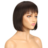 Short Colored Straight Bob Human Hair Wig With Bangs For Black Women Natural Glueless Brazilian Remy Blonde 613 Wavy Wigs