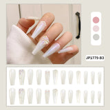 24PCS Set Press on Nails Coffin Pre Designed Acrylic Long Matte Colored Fake Fingernail JP1754-B1