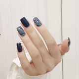 24pcs Blue Clouds Long Paragraph Fashion Manicure Patch Wearable False Nails With Glue Detachable Coffin Fake Nails Art DIY Tool