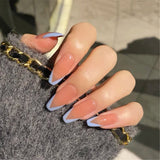 24pcs Blue Wear Long Paragraph Fashion Manicure Patch False Nails Save Time Wearable Nail Patch SANA889