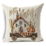 Xpoko Thanksgiving Pillow Cover Pumpkin Cushion Cover Linen Farmhouse Decor Pillow Case Home Decor Sofa Car 45CM*45CM