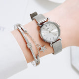 2021 NEW Women Watch Fashion Silver Dial Luxury Ladies Wristwatch Silver Mesh Strap Female Clock Watch For Women Relogio Mujer