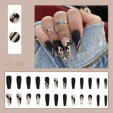 Xpoko Detachable Butterfly Rhinestone Ballerina False Nails Wearable Long Coffin Fake Nails Full Cover Nail Tips With Glue 24Pcs/Box