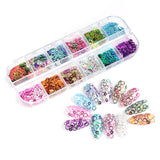 12grid Mini Lips Nails Glitter Flakes Holographic Sequins Paillette Shinny Hollow Manicures Nail Art Decoration Accessories GLZC