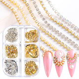 Camellia White Acrylic Flower Nail Art Decoration Resin 3D Rhinestones Metal Chain Chram Pearl Kawaii Nail Parts Manicure GL1993