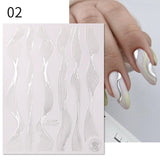 3D Nail Stickers Decals Ink Watermark Spring Summer Black Lines Flower Leaf Tree For Manicures Nail Art Decoration