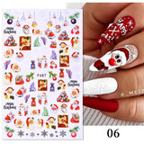 Merry Christmas 3D Nails Sticker Winter Cute Cartoon Sliders Snowflake Elk Xmas Tree Decal UV Gel Polisn Manicures Foils Decor