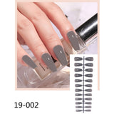 Clear Brown Faux Ongles Couleur Short Stiletto Almond Shape Fake Nails Set With Glue Sticker Glossy Impress Press On Nails False