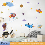 Space Planet Wall Stickers for Kids Room Decoration Rocket Wall Decals Decorative Stickers Bedroom Mural Self-adhesive Wallpaper