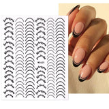 3D Nail Stickers Decals Ink Watermark Spring Summer Black Lines Flower Leaf Tree For Manicures Nail Art Decoration