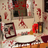 Xpoko Horror Blood Handprint Footprint Fingerprint Halloween Stickers Wall Window Floor Decor Horror Blood Sticker Haunted House Decor