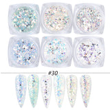 6pcs Rose Gold Nail Glitter Holographic Dip Powder Set Nail Art  Polishing Chrome Pigments Mirror Nail Polish Dust GL1539-NEW