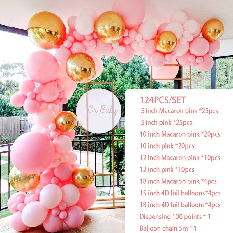Balloon Arch Garland Rose Gold Chorme Metallic Balloons Pink Globos Happy Birthday Party Decorations Wedding Baby shower